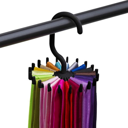 20 Claws 360 Degree Rotatable Tie Rack Belt Scarf Hanger Holder, Size: S, 20 Claws Black, 20 Claws White