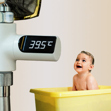 BD-LS-01 Baby Showering 360 Degree Rotatable LED Display Passive Water Thermometer, First Generation, White
