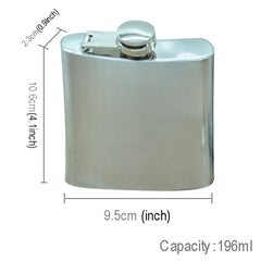 196mL (7oz) Outdoor Sports Handy Home Travel Wild Stainless Steel Portable Hip Flask(with Small Funnel)(Silver 196mL (7oz)), 196mL (7oz)