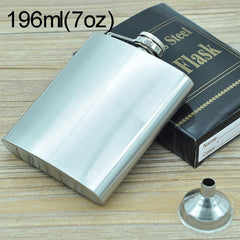 196mL (7oz) Outdoor Sports Handy Home Travel Wild Stainless Steel Portable Hip Flask(with Small Funnel)(Silver 196mL (7oz)), 196mL (7oz)