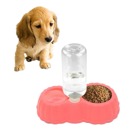 Pumpkin Shape Dog Cat Food Dish + Drinking Water Double Bowls with Automatic Water Dispenser, Size: S, Size: S  Green, Size: S  Blue, Size: S  Magenta, Size: S  White, Size: S Yellow, Size: S  Coffee