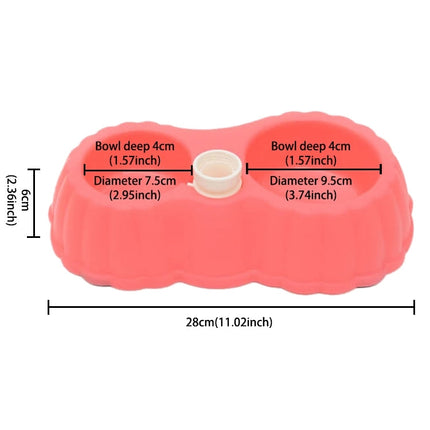Pumpkin Shape Dog Cat Food Dish + Drinking Water Double Bowls with Automatic Water Dispenser, Size: S, Size: S  Magenta, Size: S  Green