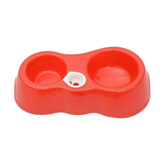 Dog Cat Food Dish + Drinking Water Double Bowls with Automatic Water Dispenser