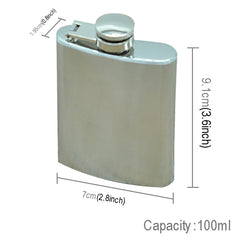 100ml(3.5oz)  Pocket Flagon Outdoor Sports Flat Liquor Flask Camping Ultralight Portable Wearproof Wine Pot(Silver), 100ml(3.5oz)