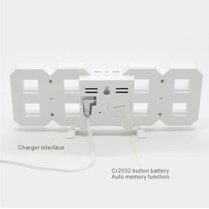 Multi-Function Large 3D LED Digital Wall Alarm Clock with Snooze Function, 12/24 Hours Display for Home, Kitchen, Office, DC 5V, CE Certificated, White Body White Characters, White Body Green Characters, White Body Blue Characters                      ...
