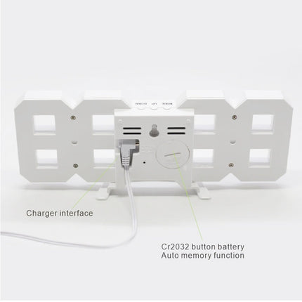 Multi-Function Large 3D LED Digital Wall Alarm Clock with Snooze Function, 12/24 Hours Display for Home, Kitchen, Office, DC 5V, CE Certificated, White Body Green Characters, White Body Blue Characters, White Body Red Characters                        ...