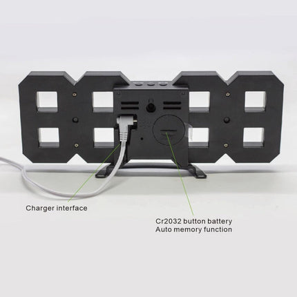 Multi-Function Large 3D LED Digital Wall Alarm Clock with Snooze Function, 12/24 Hours Display for Home, Kitchen, Office, DC 5V, CE Certificated