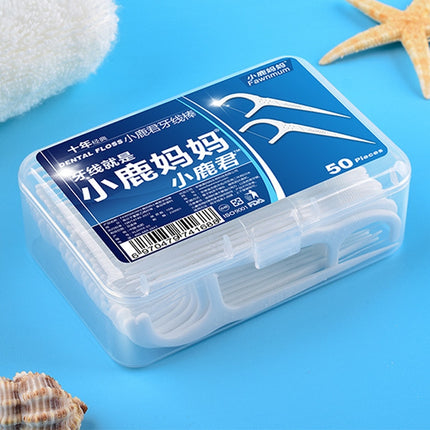 Fawnmum Ultra-fine Safety Flat Dental Floss Rod Toothpick Thread, 50pcs/Box