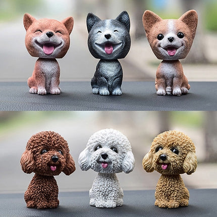 Shaking Head Dog Car Ornaments Resins Lovely Cartoon Dog New Year Gifts with Double-sided Adhesive Tape, Pomeranian Cartoon Dog, Inu Cartoon Dog, Bulldog Cartoon Dog, Husky Dog Cartoon Dog, Corgi Dog Cartoon Dog, White Teddy Cartoon Dog                ...
