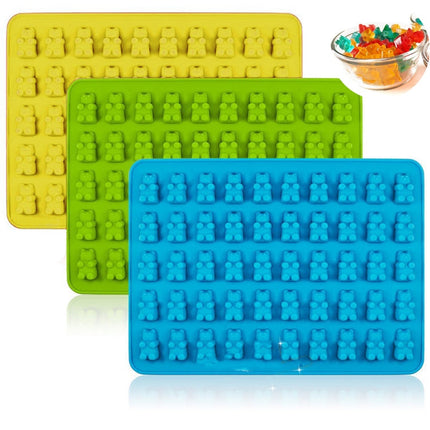 2 PCS 50 Holes Small Bear Chocolate Tray Silicone Mold Cookie Mold Candy Mold, Random Color Delivery, Size: 19*13.7*1cm, 50-Grid