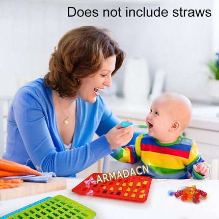 2 PCS 50 Holes Small Bear Chocolate Tray Silicone Mold Cookie Mold Candy Mold, Random Color Delivery, Size: 19*13.7*1cm, 50-Grid