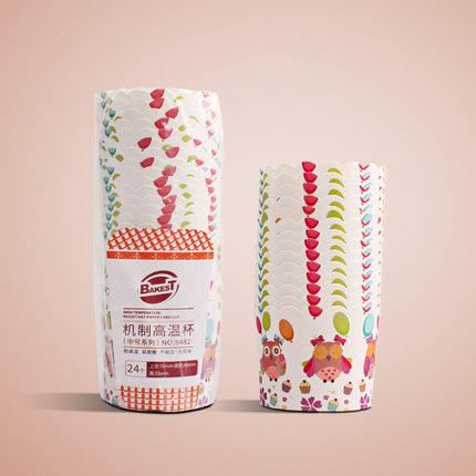 24pcs / Pack Round Lamination Cake Cup Muffin Cases Chocolate Cupcake Liner Baking Cup, Size: 7 x 6  x 5.5cm, Random Color Delivery