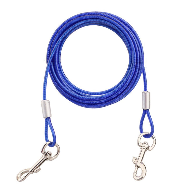 Double-end Steel Wire Rope Pet Dogs 2 in 1 Traction Rope Pet Walking Leads With Handle, Length: 5m,Random Color Delivery, Length: 5m