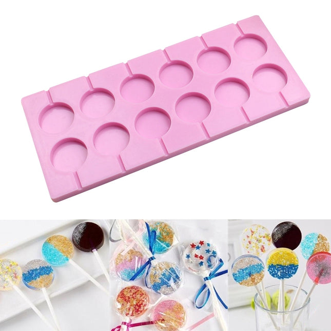 12-Capacity DIY Silicone Chocolate Molds(Lollipop Shape), Lollipop Shape, Cherry Blossoms Shape, Cow Shape