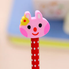 10pcs Creative Stationery Cartoon Animals Series Wooden HB Pencil with Eraser Children Pencils For Kids School Office Supply, Random Color Delivery