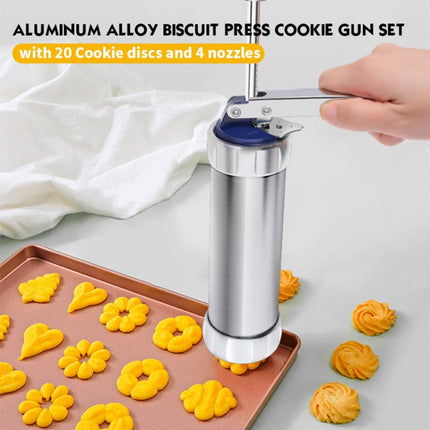 Multifunctional  Household Cookie Biscuit Machine Tool Mold Decorating Mounted DIY Baking with 20 Moulds & 4 Nozzles, Multi-function silver