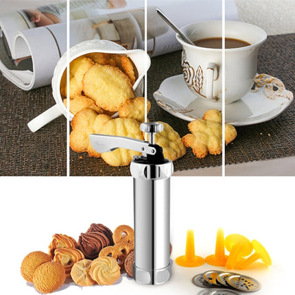 Multifunctional  Household Cookie Biscuit Machine Tool Mold Decorating Mounted DIY Baking with 20 Moulds & 4 Nozzles, Multi-function silver