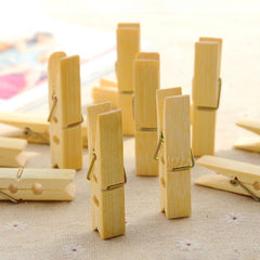 100pcs Multi-function Mini Bamboo Clothes Photo Paper Peg Clothespin Laundry Hanger Clip, Bamboo