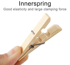 100pcs Multi-function Mini Bamboo Clothes Photo Paper Peg Clothespin Laundry Hanger Clip, Bamboo