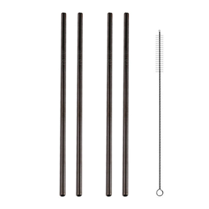 5pcs Reusable Stainless Steel Straight Drinking Straw + Cleaner Brush Set Kit,  215*8mm, 215*8mm (Straight)