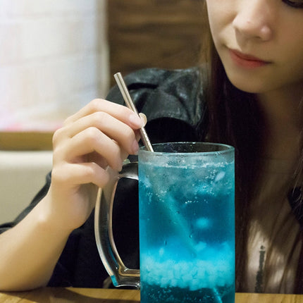 5pcs Reusable Stainless Steel Straight Drinking Straw + Cleaner Brush Set Kit,  266*6mm, 266*6mm (Straight)