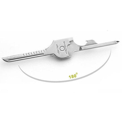 SWISS+TECH Stainless Steel 6 in 1 Multi-function Outdoor Key Chain, Foldable Mini Tools Key Ring