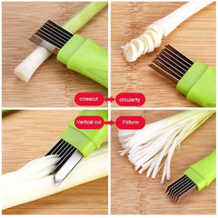 Kitchen Tool Manual Stainless Steel Filate Circle Shape Green Onion Slicer, 16x1.8cm Green