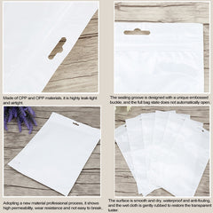 100 PCS 18cm x 26cm Hang Hole Clear Front White Pearl Jewelry Zip Lock Packaging Bag, Custom Printing and Size are welcome, 18*26cm