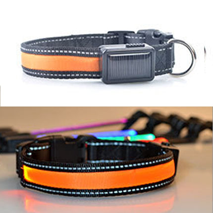 Medium and Large Dog Pet Solar + USB Charging LED Light Collar, Neck Circumference Size: L, 50-60cm, Size: L