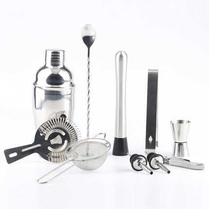 11 in 1 Stainless Steel Cocktail Shaker Tools Set with Wooden Mount, Capacity: 750ml, 750ml