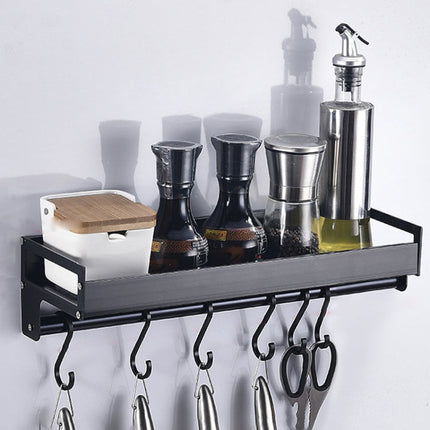 40cm 6 Hooks Kitchen Multi-function Wall Hanging Holder Seasoning Storage Rack, 40cm 6 Hooks(Black)