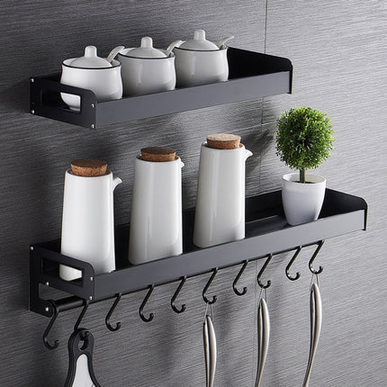 60cm 10 Hooks Kitchen Multi-function Wall Hanging Holder Seasoning Storage Rack, 60cm 10 Hooks(Black)