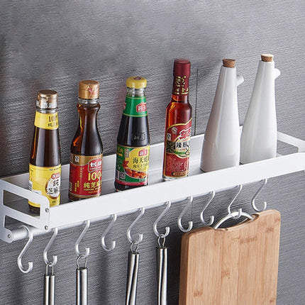 60cm 10 Hooks Kitchen Multi-function Wall Hanging Holder Seasoning Storage Rack, 60cm 10 Hooks(Silver)