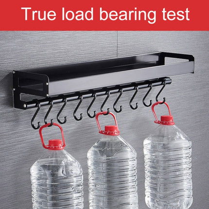 60cm 10 Hooks Kitchen Multi-function Wall Hanging Holder Seasoning Storage Rack, 60cm 10 Hooks(Silver)