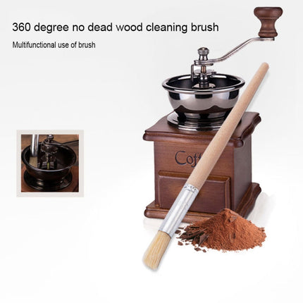 2 PCS Wood Handle Bristles Coffee Grinder Dusting Cleaning Brush, Length: 19.5cm, Cleaning Brush