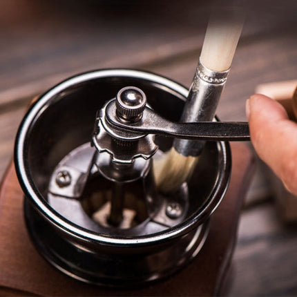 2 PCS Wood Handle Bristles Coffee Grinder Dusting Cleaning Brush, Length: 19.5cm, Cleaning Brush