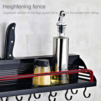 A Version 70cm 2 Cups  10 Hooks Kitchen Multi-function Wall-mounted Condiment Storage Rack, A Version 70cm 2 Cups