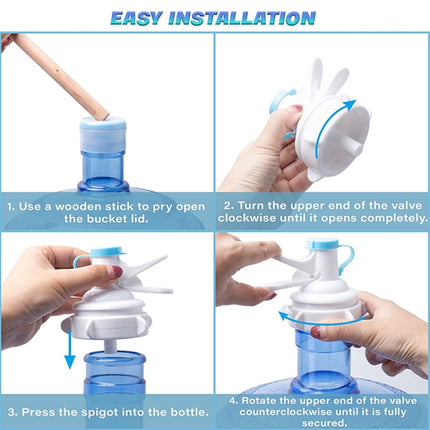 PP Water Bottle Faucet Dispenser Valve for 55mm Crown Top Bottle with Dustproof Cover