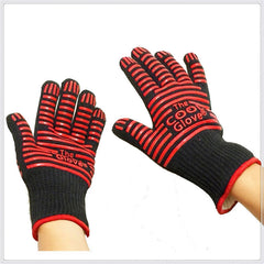 2 Layer Fire Protection Portable Silicone Anti-skidding High Temperature Resistance Cooking Baking Barbecue Gloves, Size: 28-33 cm