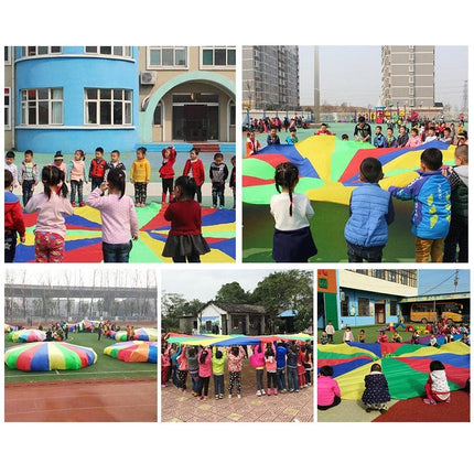 7m Children Outdoor Game Exercise Sport Toys Rainbow Umbrella Parachute Play Fun Toy with 16 Handle Straps for Families / Kindergartens / Amusement Parks, 7m  16 Handle Straps