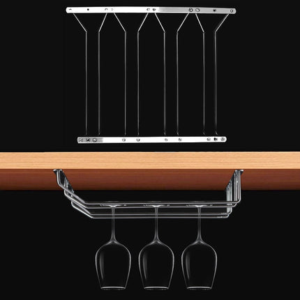 MICLAN Four Rows Stainless Steel Hanging Wine Glass Holder, Size: 34*38*43cm, Size: 34*38*43cm