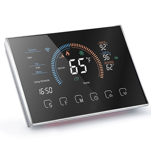 BHP-8000-WIFI-SS 3H2C Smart Home Heat Pump Round Room Brushed Mirror Housing Thermostat with WiFi, AC 24V, with WiFi