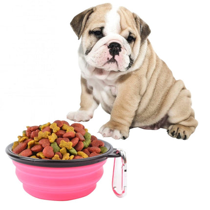 Portable Pet Folding Feeding Bowl Silicone Water Dish Feeder Puppy Travel Bowl, Random Color Delivery, Bowl Diameter: 13cm