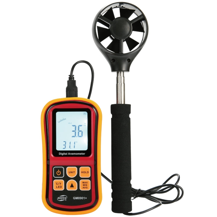 BENETECH GM8901+ High Accuracy Anemometer Wind Speed Gauge Temperature Measure Digital LCD Display Meter Measuring Tool, GM8901+