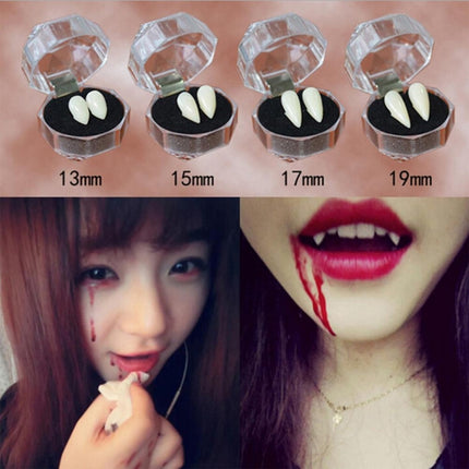 1 Pair 15mm Halloween Party Dentures Props Vampire Zombie Devil Fangs Teeth, 15mm