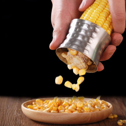 Round Shaped 304 Stainless Steel Household Corn Cutter Cob Corn Stripper Kitchen Tool, Stainless Steel