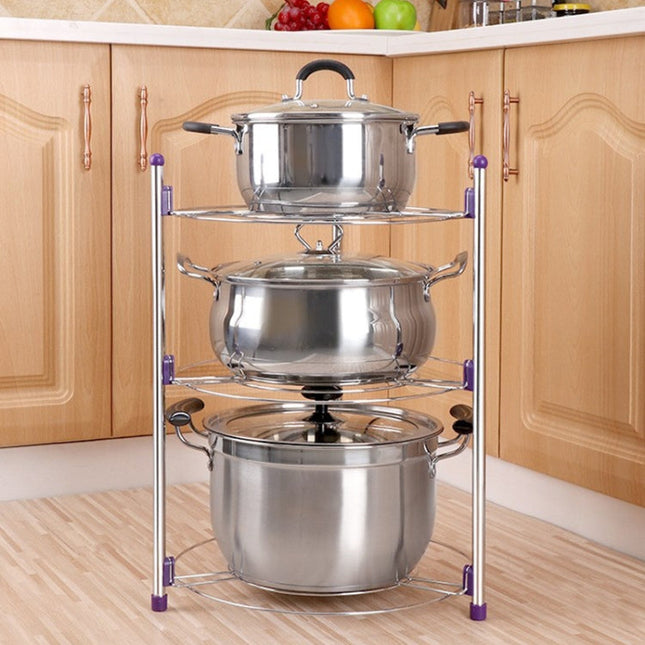 Multi-function Kitchen Pot Rack Three-layer Wok Soup Pot Stainless Steel Pot Rack, Three-layer