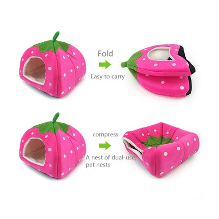 Strawberry Shaped Foldable Short Plush Pet House Nest, Size: S, Pink, Size S, Blue, Size S, Purple, Size S, Dark Blue, Size S, Red, Size S