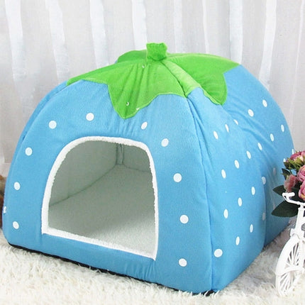 Strawberry Shaped Foldable Short Plush Pet House Nest, Size: S, Pink, Size S, Blue, Size S, Purple, Size S, Dark Blue, Size S, Red, Size S
