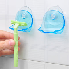 Bathroom Storage Tools Suction Cup Shaving Razor Rack Holder Storage Shaver Rack Wall Hook Hangers Sucker(Clear Blue), Shaving Razor Rack Holder